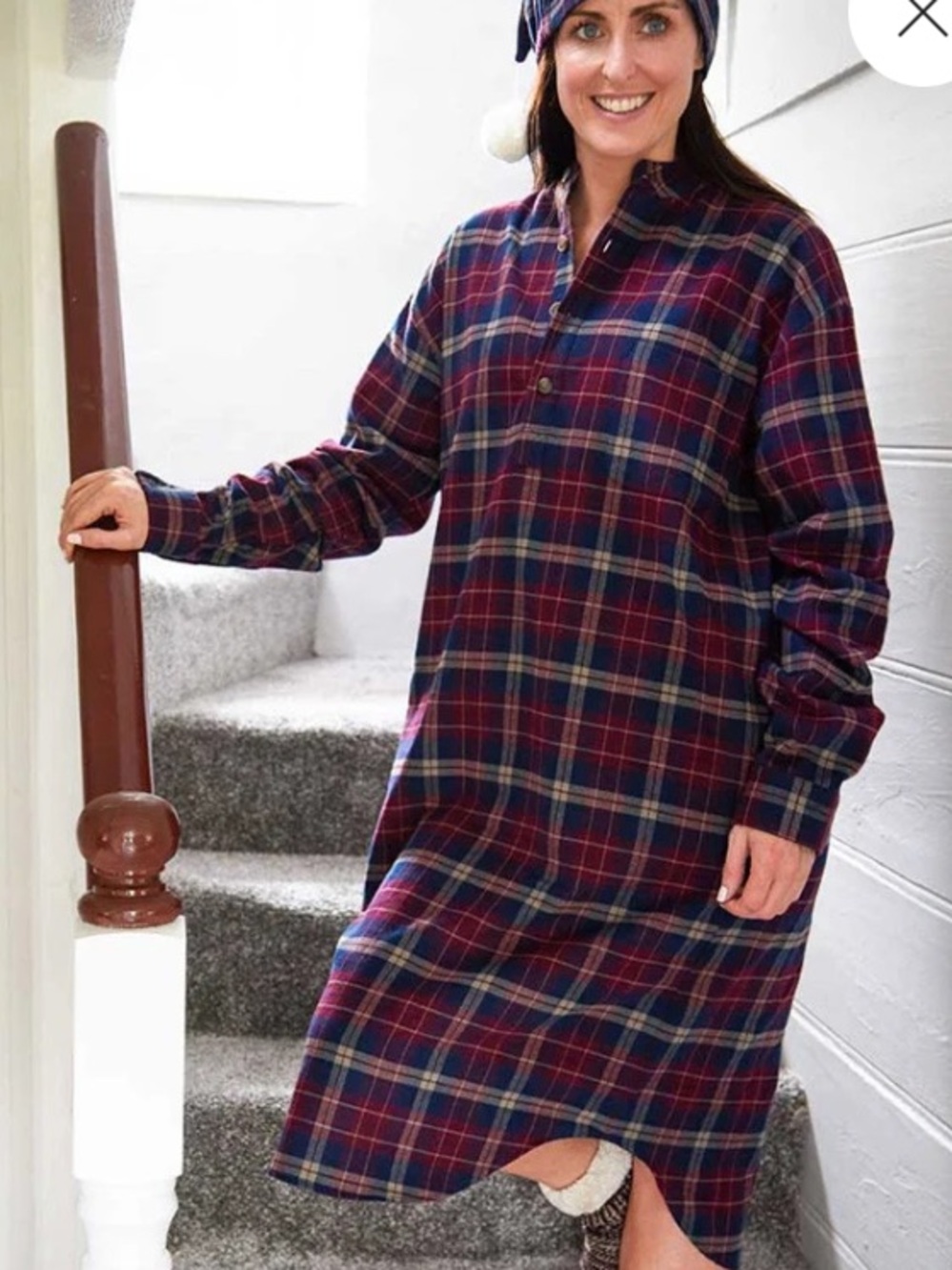 Lee Valley of Ireland cotton Flannel Nightshirt nightgown plaid sz XXL